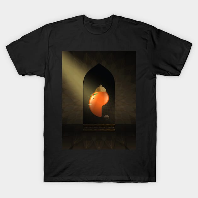 Elephant God also know as God of Knowledge and Art Ganapati or Ganesha Idol is Worshiped in India and Indian Tradition. Idol in an Indian Ethnic Temple Abstract Expression T-Shirt by GeeTee